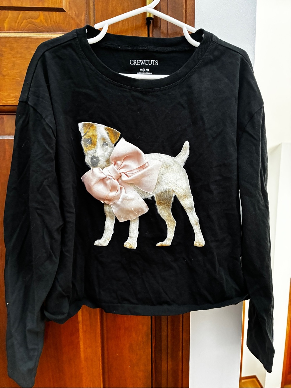 Crew cuts Girls Long Sleeve Bow Dog Shirt